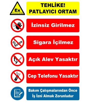 EF1200 - Tehlike! Patlayıcı Ortam Levhası