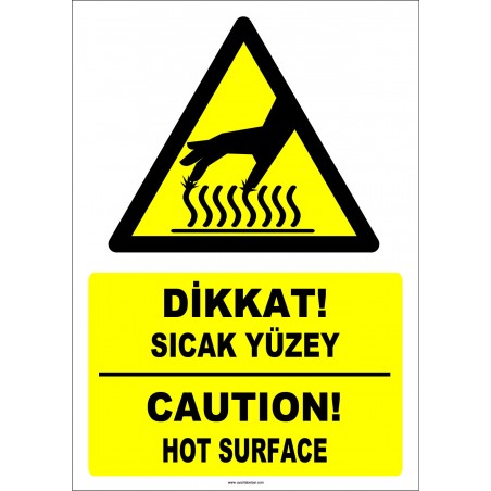 EF1223 - Türkçe İngilizce Dikkat! Sıcak Yüzey, Caution! Hot Surface