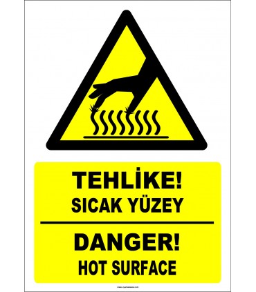 EF1224 - Türkçe İngilizce Tehlike! Sıcak Yüzey, Danger! Hot Surface