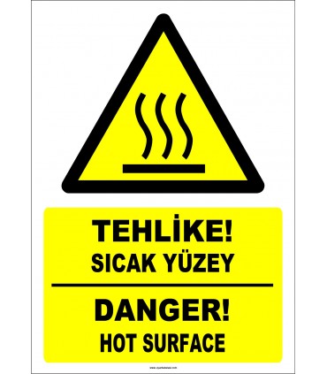 EF1233 - Türkçe İngilizce Tehlike! Sıcak Yüzey, Danger! Hot Surface