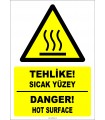 EF1233 - Türkçe İngilizce Tehlike! Sıcak Yüzey, Danger! Hot Surface