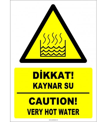 EF1238 - Türkçe İngilizce Dikkat! Kaynar Su, Caution! Very Hot Water