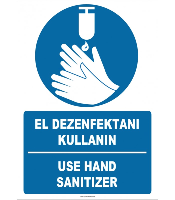 EF1252 - Türkçe İngilizce El Dezenfektanı Kullanın, Use Hand Sanitizer