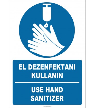 EF1252 - Türkçe İngilizce El Dezenfektanı Kullanın, Use Hand Sanitizer