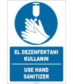 EF1252 - Türkçe İngilizce El Dezenfektanı Kullanın, Use Hand Sanitizer