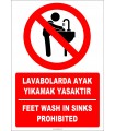EF1291 - Türkçe İngilizce Lavabolarda Ayak Yıkamak Yasaktır, Feet Wash in Sinks Prohibited