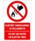 EF1321 - Türkçe İngilizce Elektrik Yangınlarında Su Kullanmayın, Do Not Use Water On Electric Fires