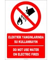EF1321 - Türkçe İngilizce Elektrik Yangınlarında Su Kullanmayın, Do Not Use Water On Electric Fires