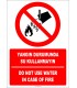 EF1324 - Türkçe İngilizce Yangın Durumunda Su Kullanmayın, Do Not Use Water On Fires