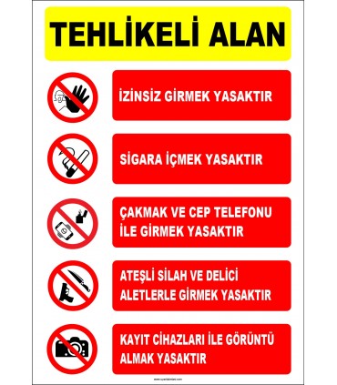 EF1436 - Tehlikeli Alan Uyarı Levhası