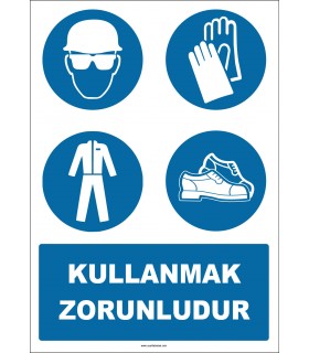 EF1455 - Baret, Gözlük, Eldiven, Giysi, Ayakkabı Kullanmak Zorunludur