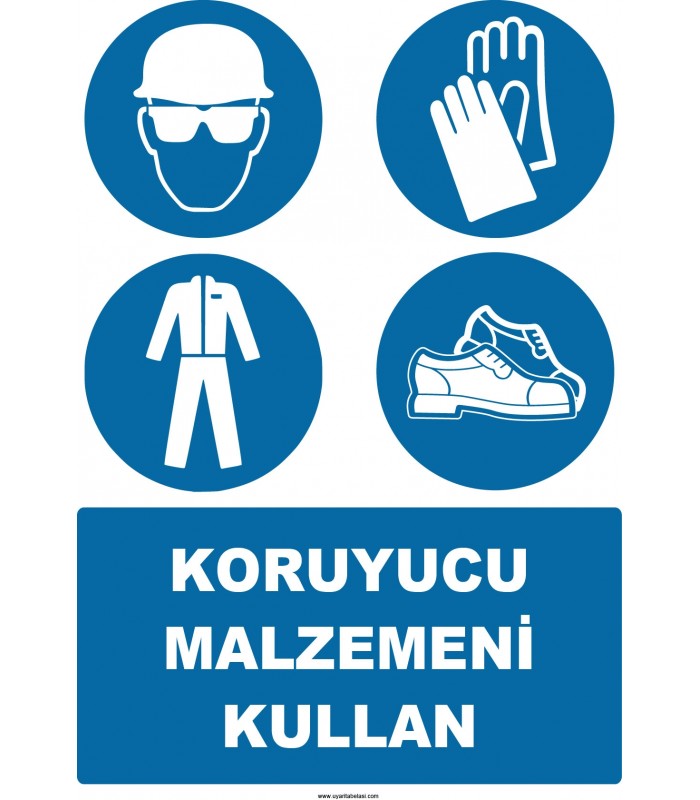 EF1456 - Koruyucu Malzemeni Kullan, Baret, Gözlük, Eldiven, Giysi, Ayakkabı