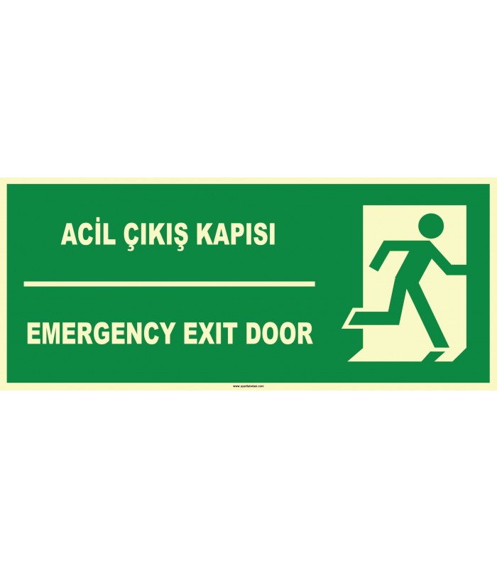 EF1458 - Türkçe İngilizce Acil Çıkış Kapısı, Emergency Exit Door