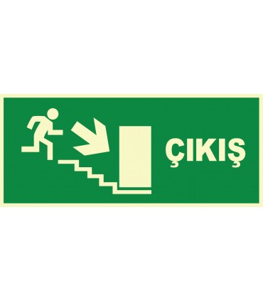 EF1469 - Fosforlu Acil Çıkış, merdivenden aşağı, sağ