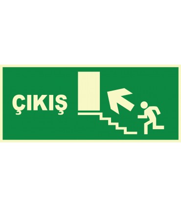 EF1471 - Fosforlu Acil Çıkış, merdivenden yukarı, sola