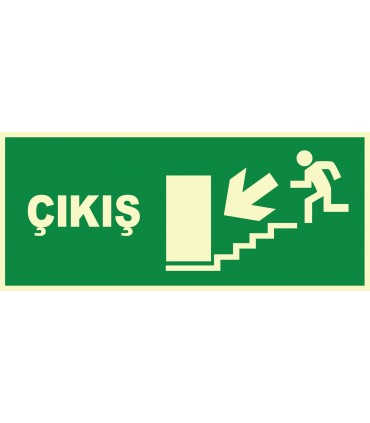 EF1472 - Fosforlu Acil Çıkış, merdivenden aşağı, sola