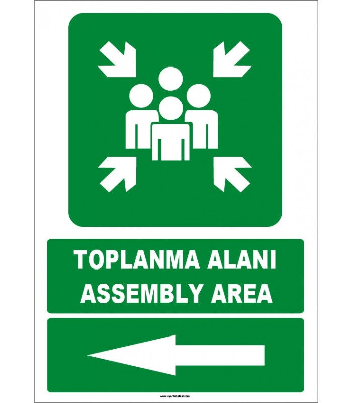EF1490 - Türkçe İngilizce Toplanma Alanı, Assembly Area, Sol Tarafta