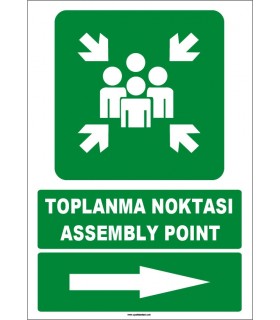 EF1493 - Türkçe İngilizce Toplanma Noktası, Assembly Point, Sağ Tarafta