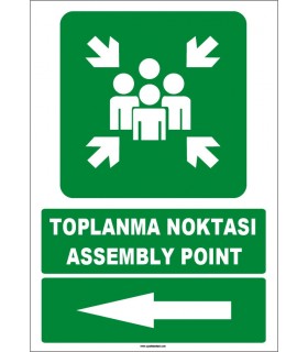 EF1494 - Türkçe İngilizce Toplanma Noktası, Assembly Point, Sol Tarafta