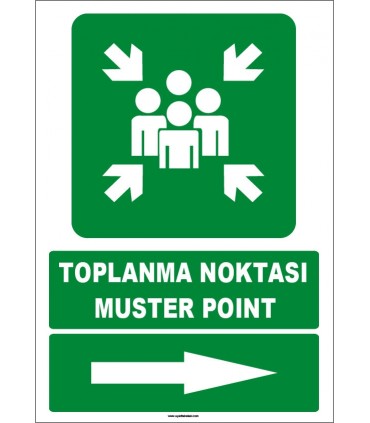 EF1495 - Türkçe İngilizce Toplanma Noktası, Muster Point, Sağ Tarafta